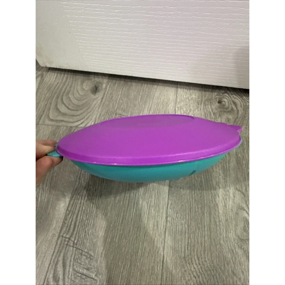 Vintage Tupperware Reheatables Divided Dish Teal Purple Lid 2604B-4 New